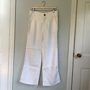 Athleta white wide leg linen pants